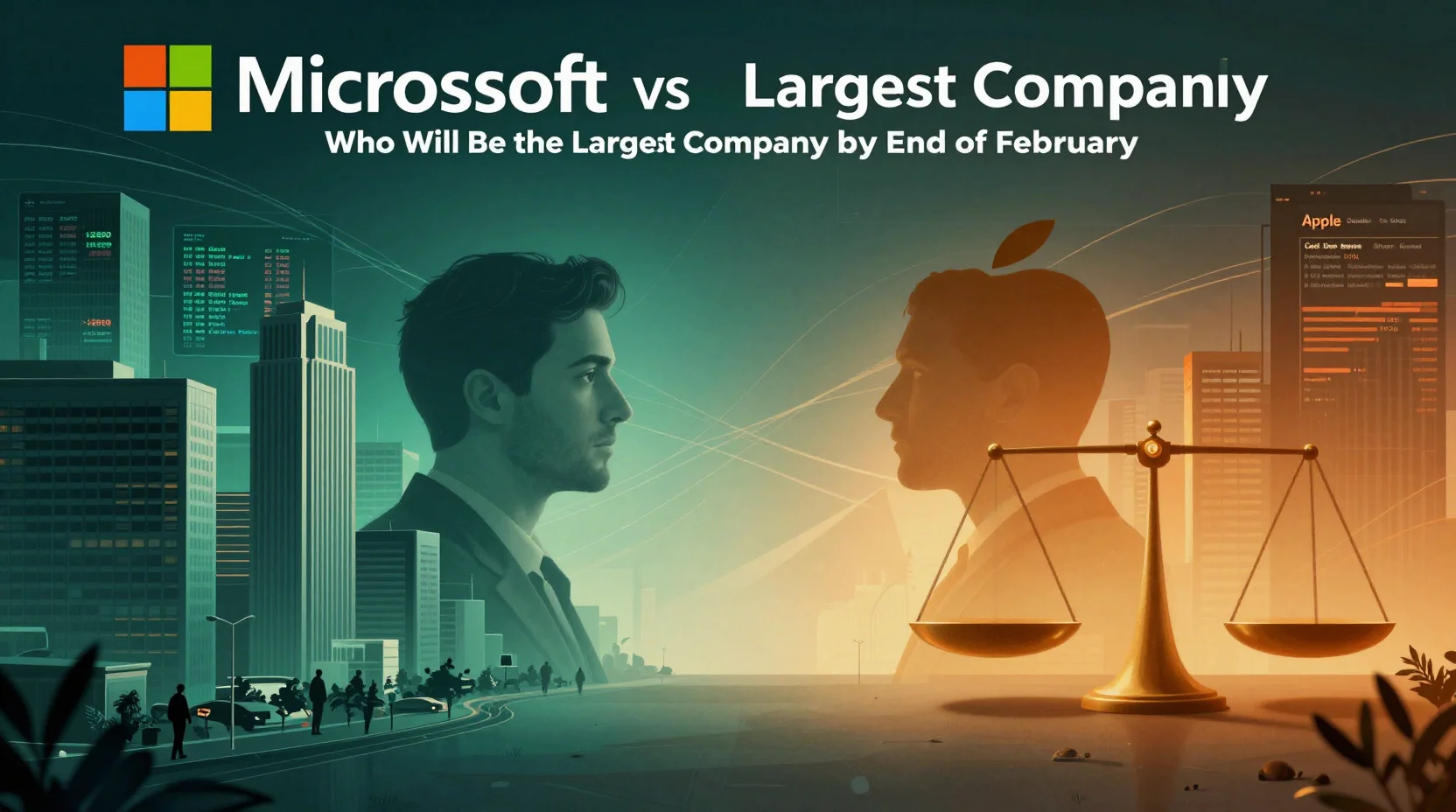 Will Microsoft be the largest company by market cap at the end of February 2026?