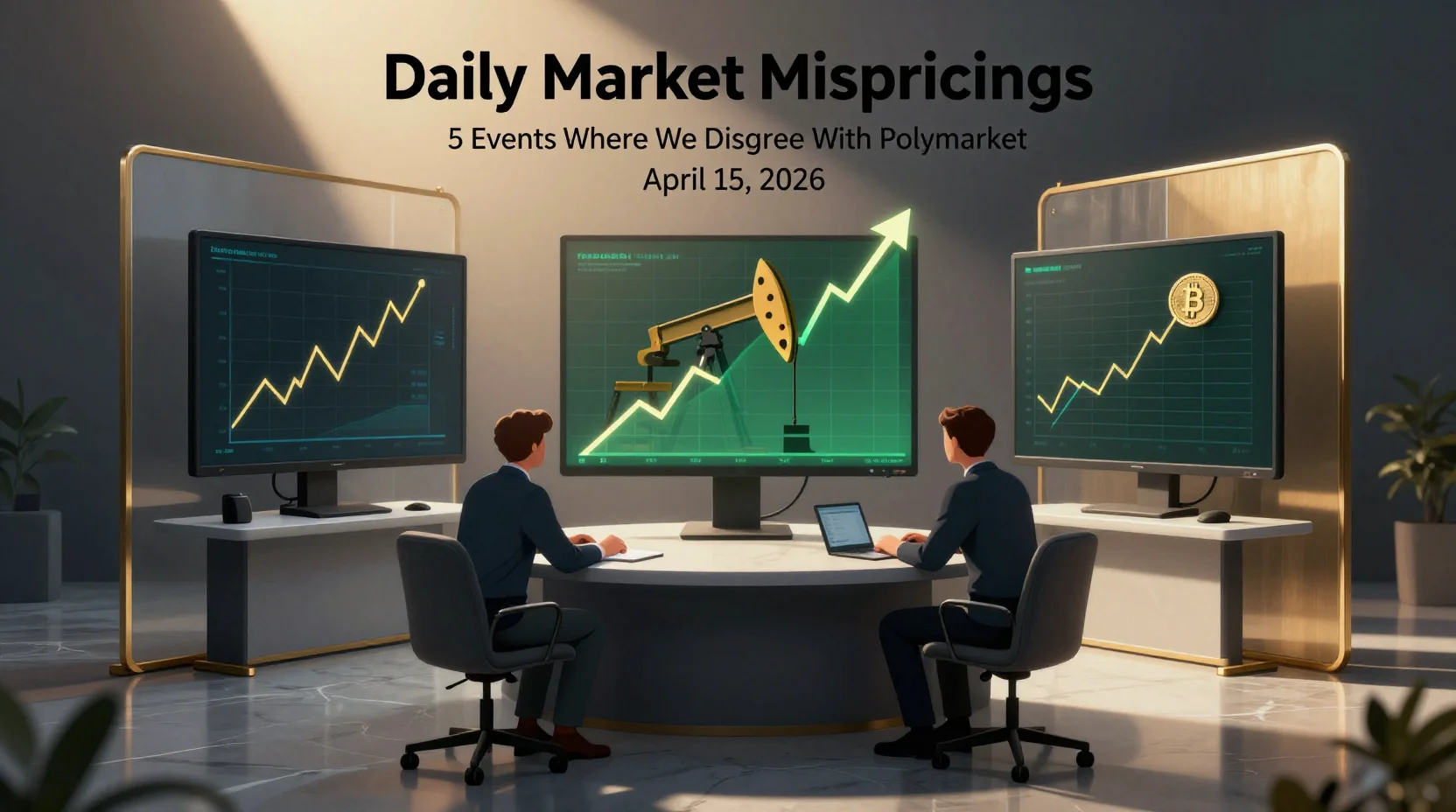 Daily Market Mispricings: 5 Events Where We Disagree With Polymarket β April 15, 2026